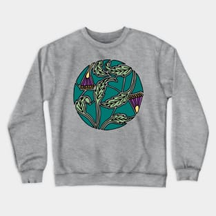 Circular Mosaic Flowers | Turquoise Flower Circle Crewneck Sweatshirt